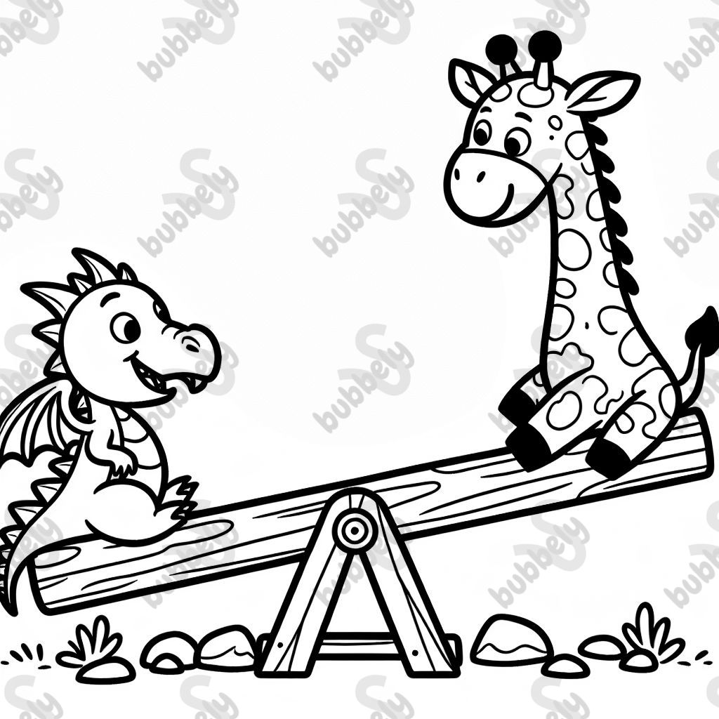 un dragon dansant avec une girafe