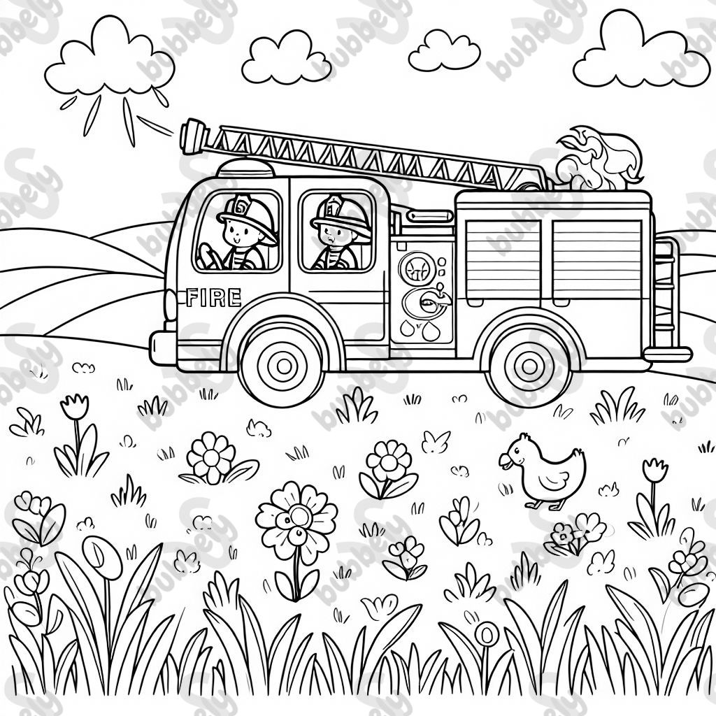 fire brigade on a meadow