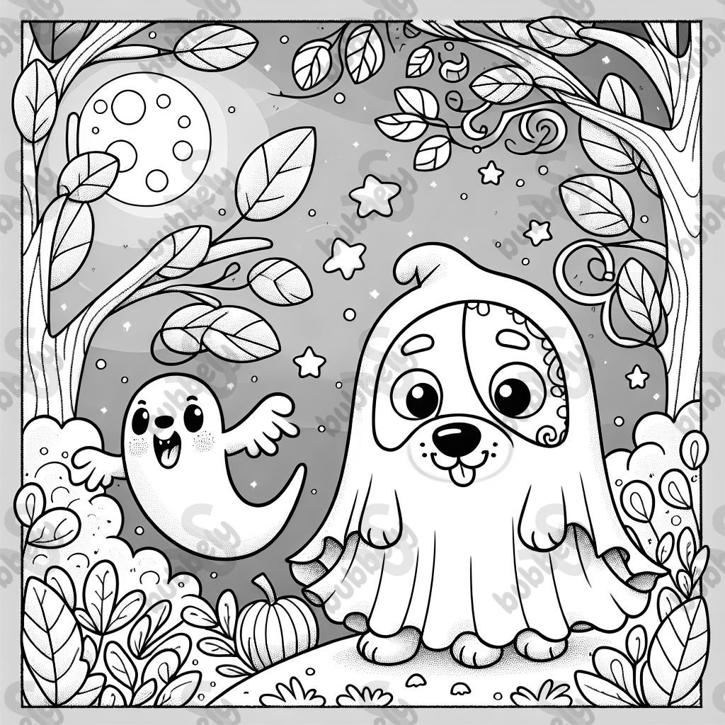 silly dog dressed as a ghost