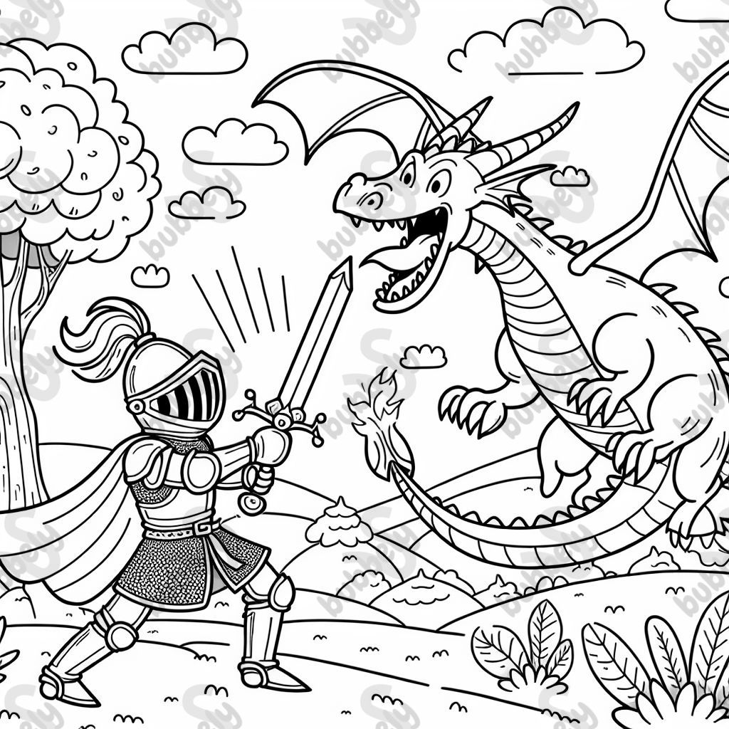 ritter kämpft mit einem drachen