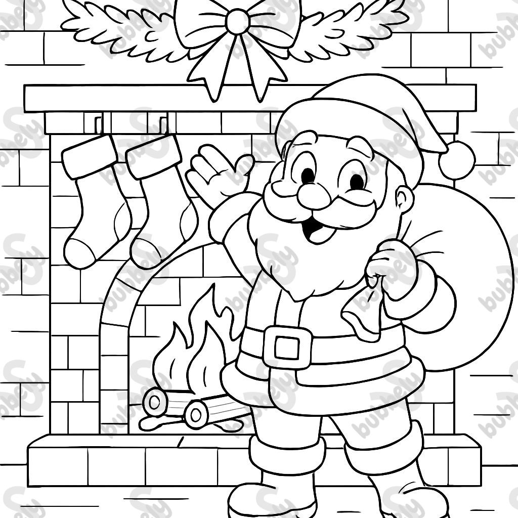 Santa Claus by the fireplace