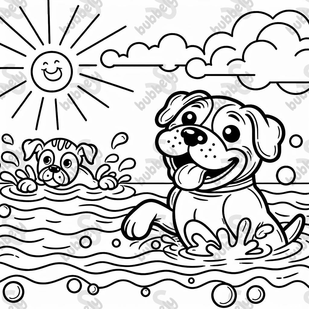 A boxer dog swimming