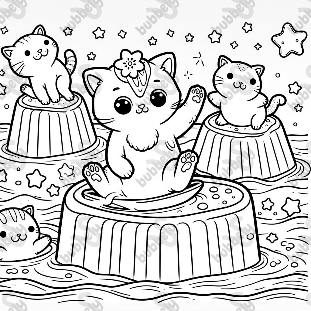 cats surfing in jello