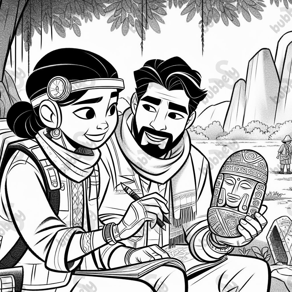 Une petite fille archéologue part à l'aventure avec son papa. Une petite fille archéologue part à l'aventure avec son papa.