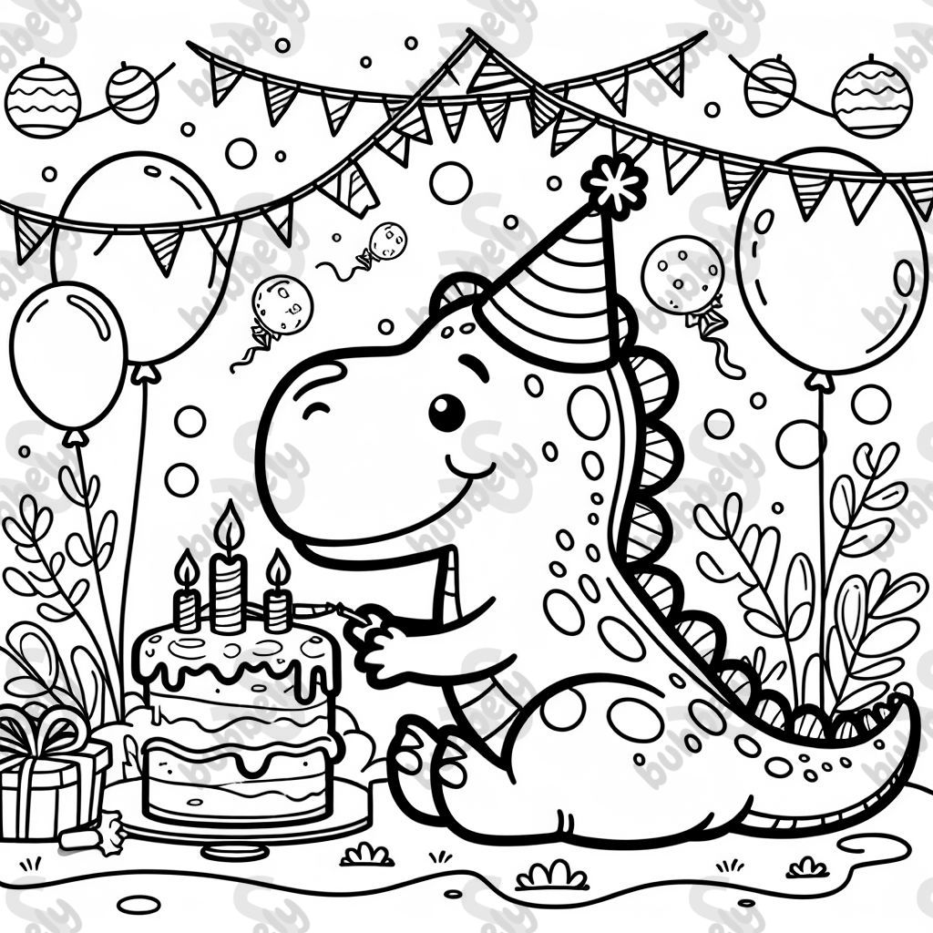 Einen Dino, der Geburtstag feiert