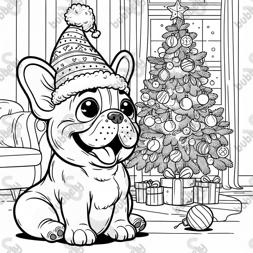 a french bulldog at christmas