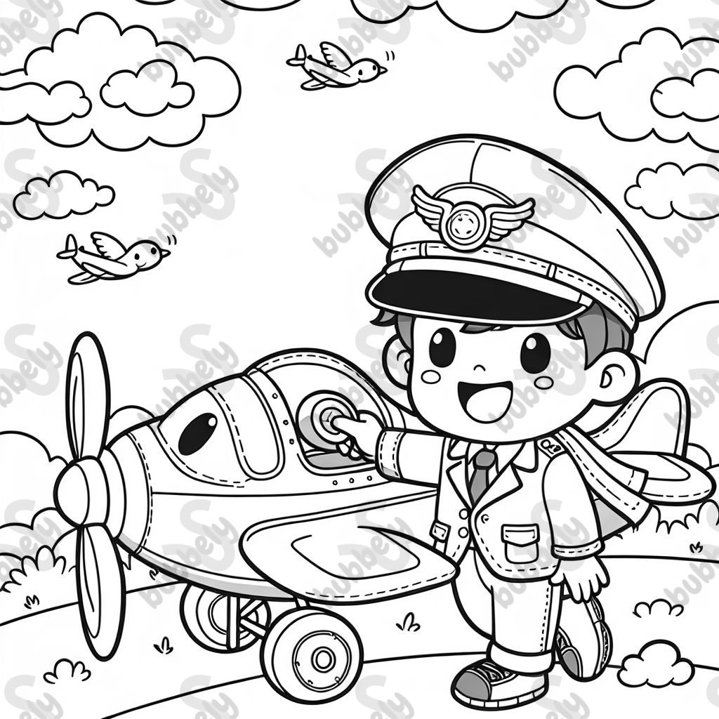 Pilot - an exciting figure flying in an airplane.