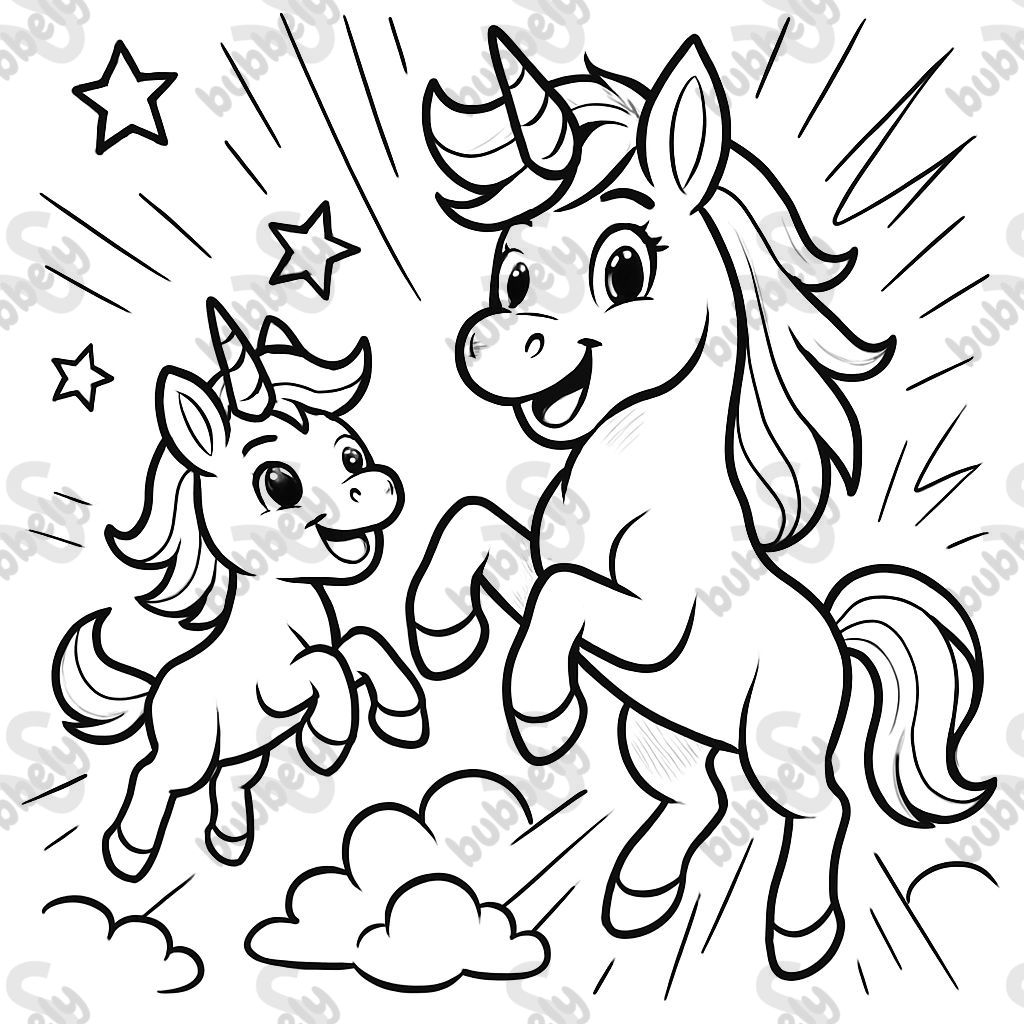 joli unicorn avec de jolies oreilles et un bébé unicorn