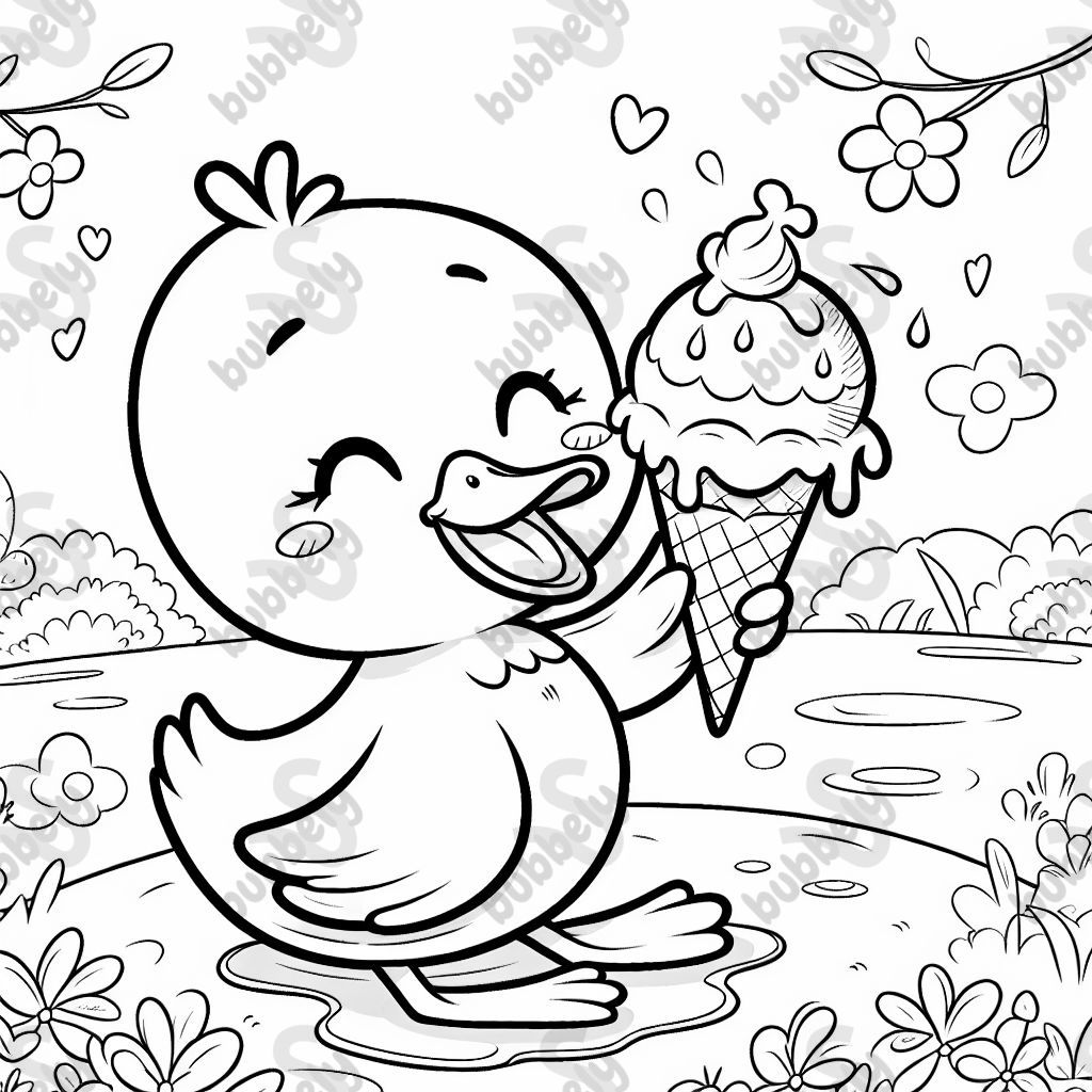 duck eating ice cream