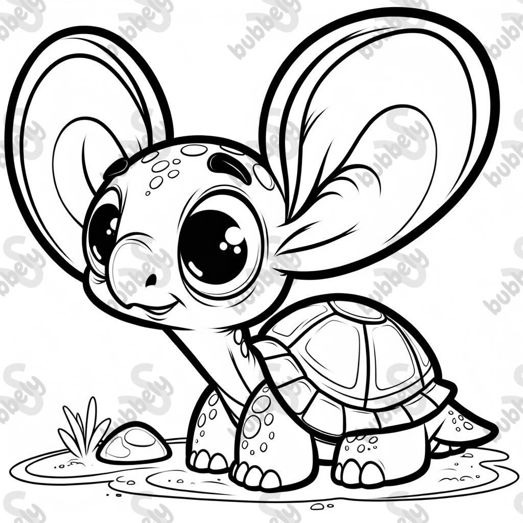 Une tortue avec de grandes oreilles, parfaite pour le coloriage pour les enfants. Une tortue avec de grandes oreilles, parfaite pour le coloriage pour les enfants.