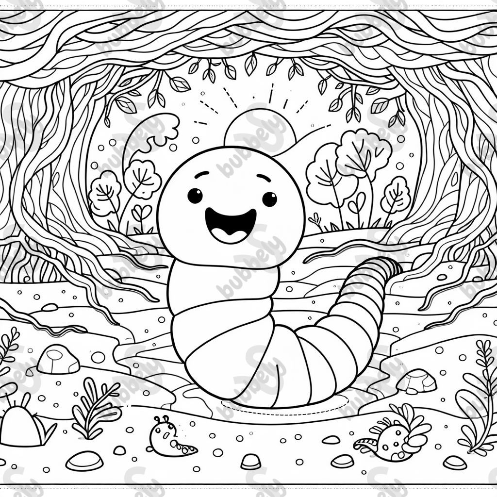 A happy earthworm underground A happy earthworm underground
