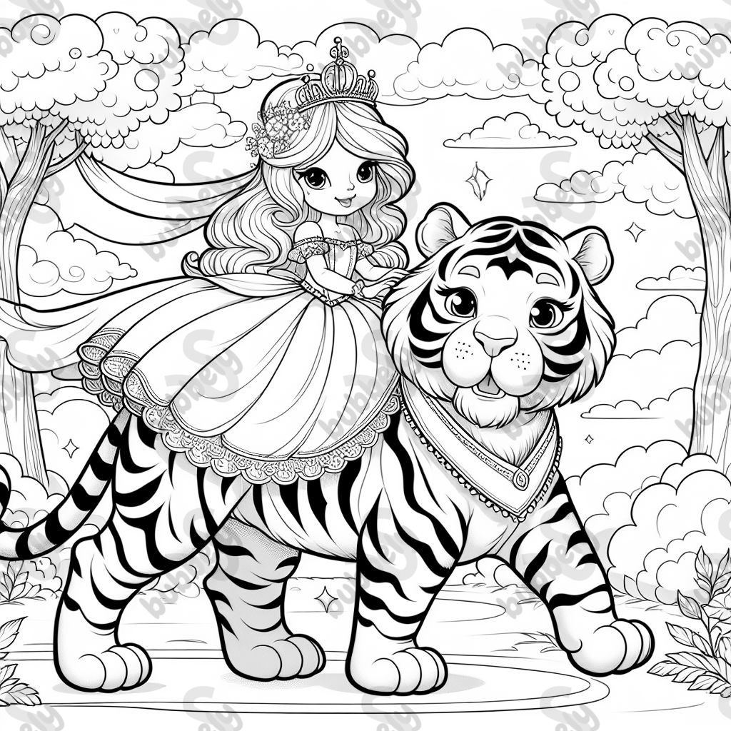Prinzessin die auf Tiger reitet