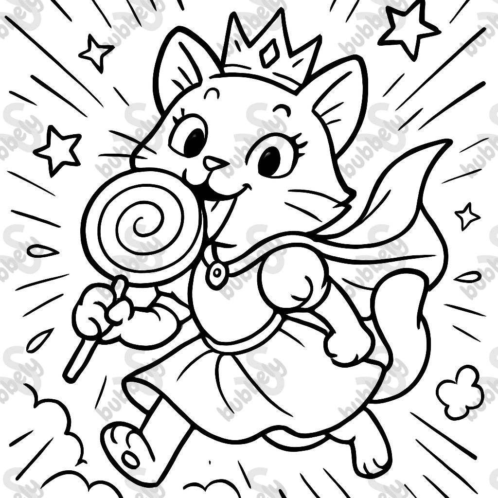 chat princesse mange une sucette