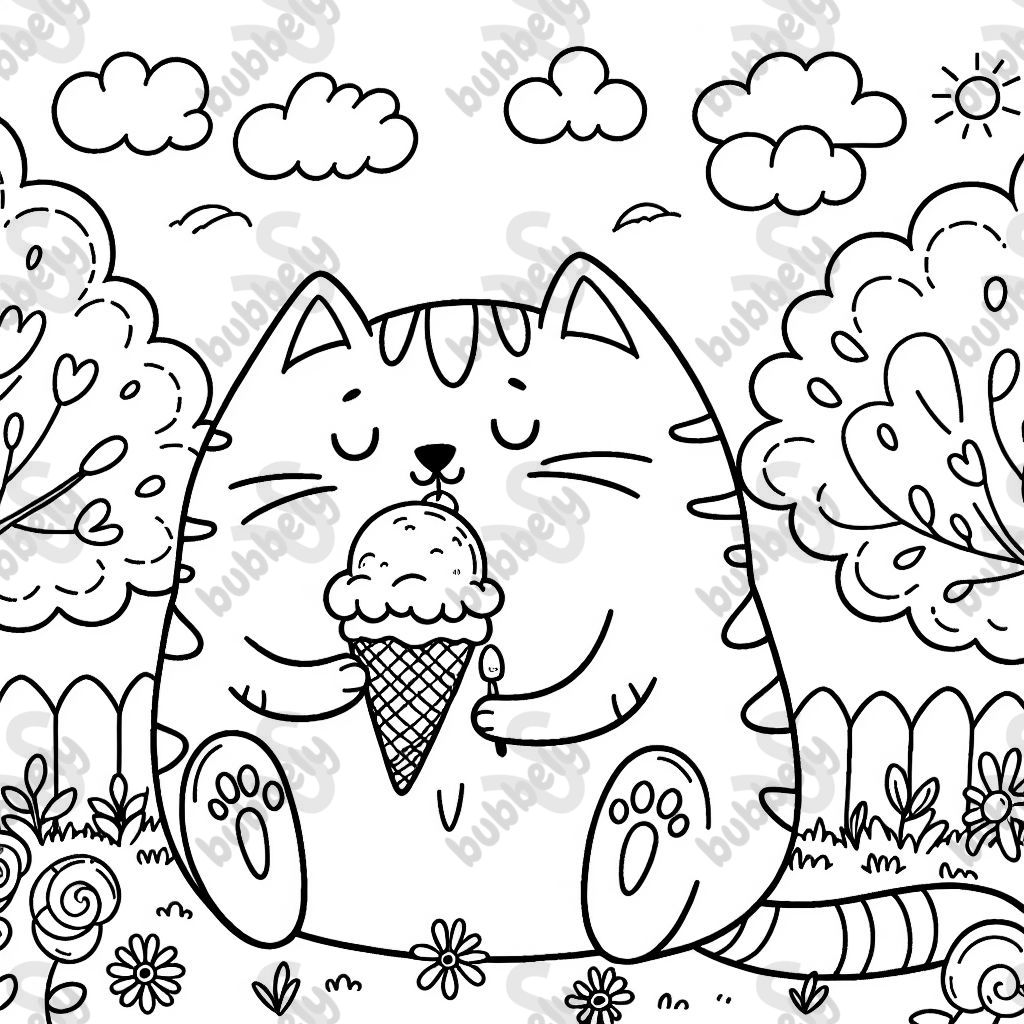 Cat eating ice cream