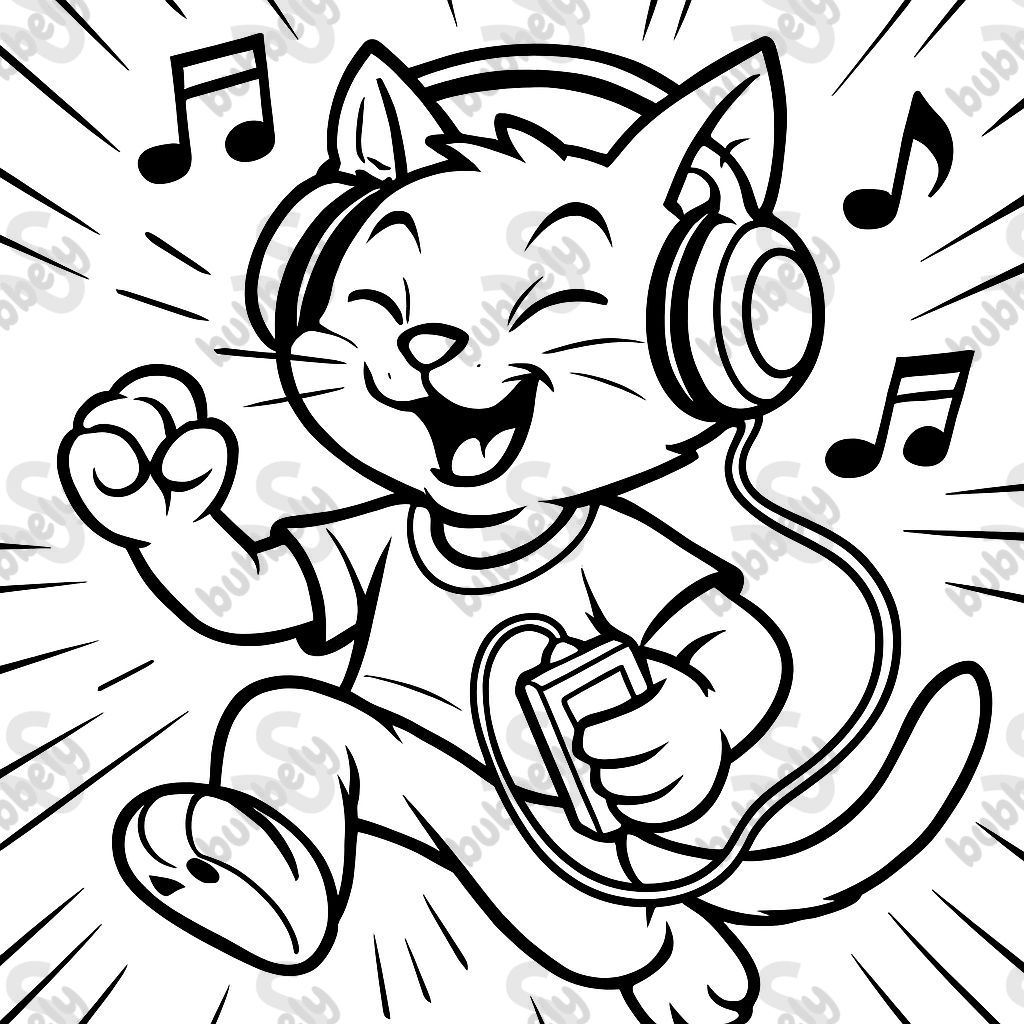 cat listening to music