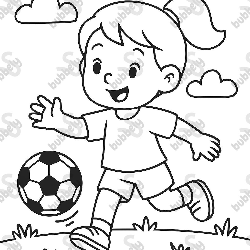 a little girl playing soccer