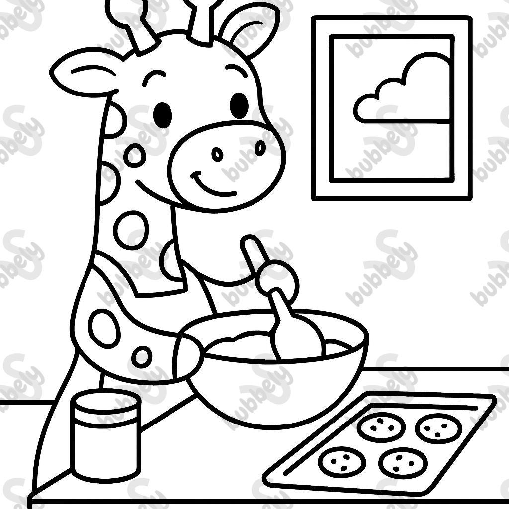 Giraffe making cookies