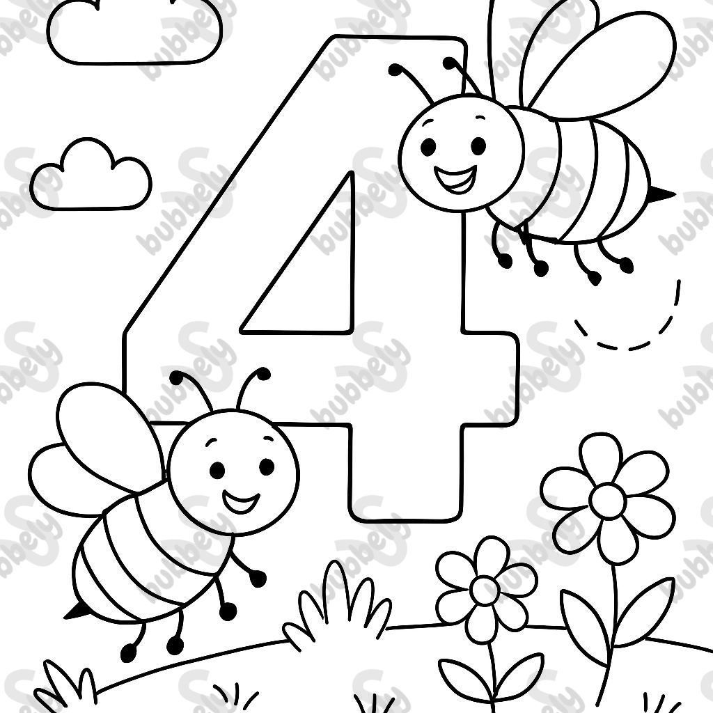 Number 4 with bees