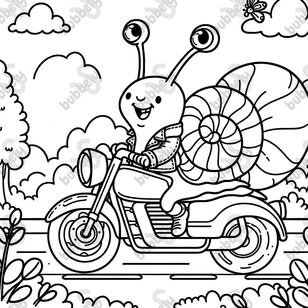 Schnecke, die motorrad fährt