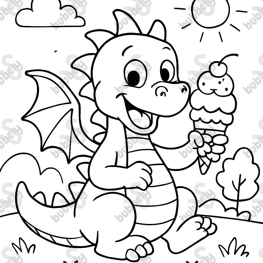 A dragon eating ice cream