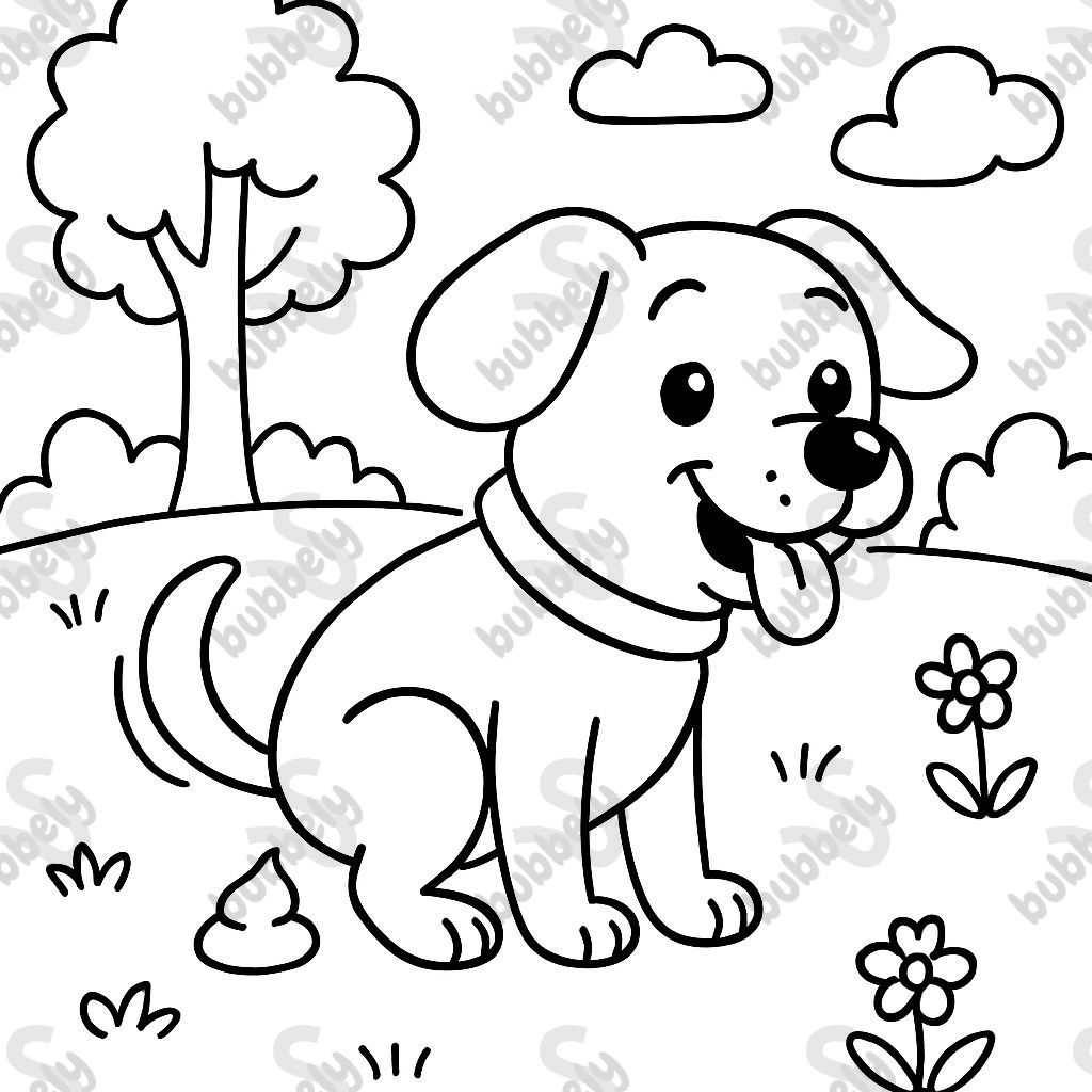 chien en train de faire ses besoins