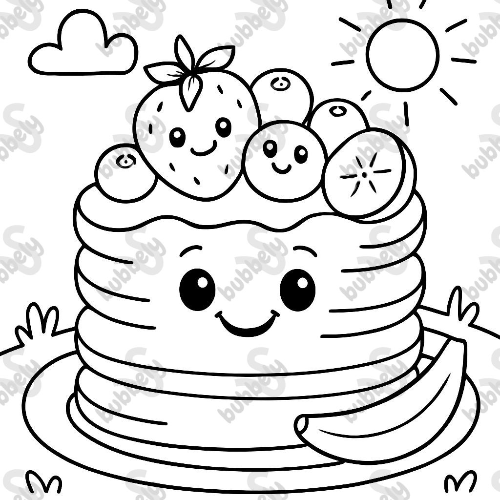 a happy pancake with fruit