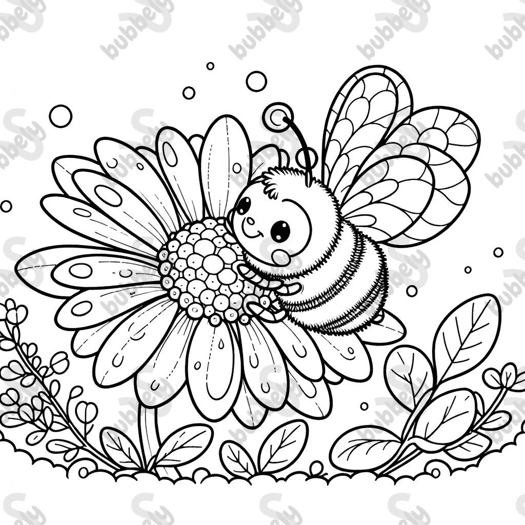 A bumblebee nestled in a dewy flower.