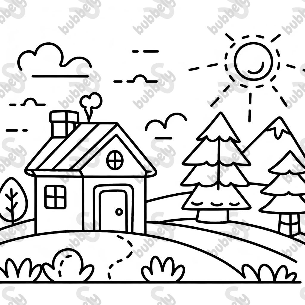 House on a hill in a sunny day