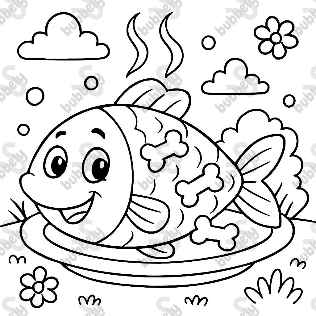 Une image de poisson cuit avec des friandises pour chiens dessus.