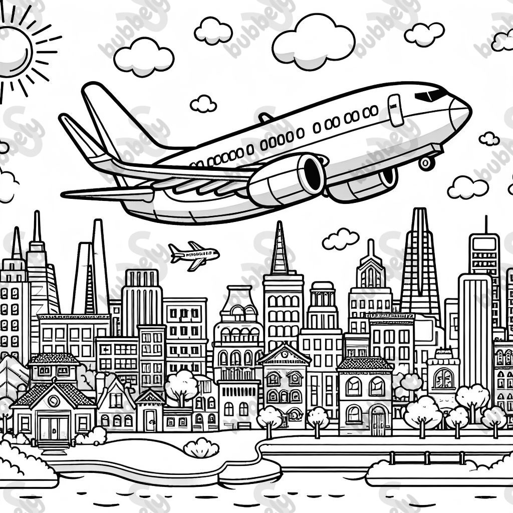 A Boeing 737 flying over San Francisco