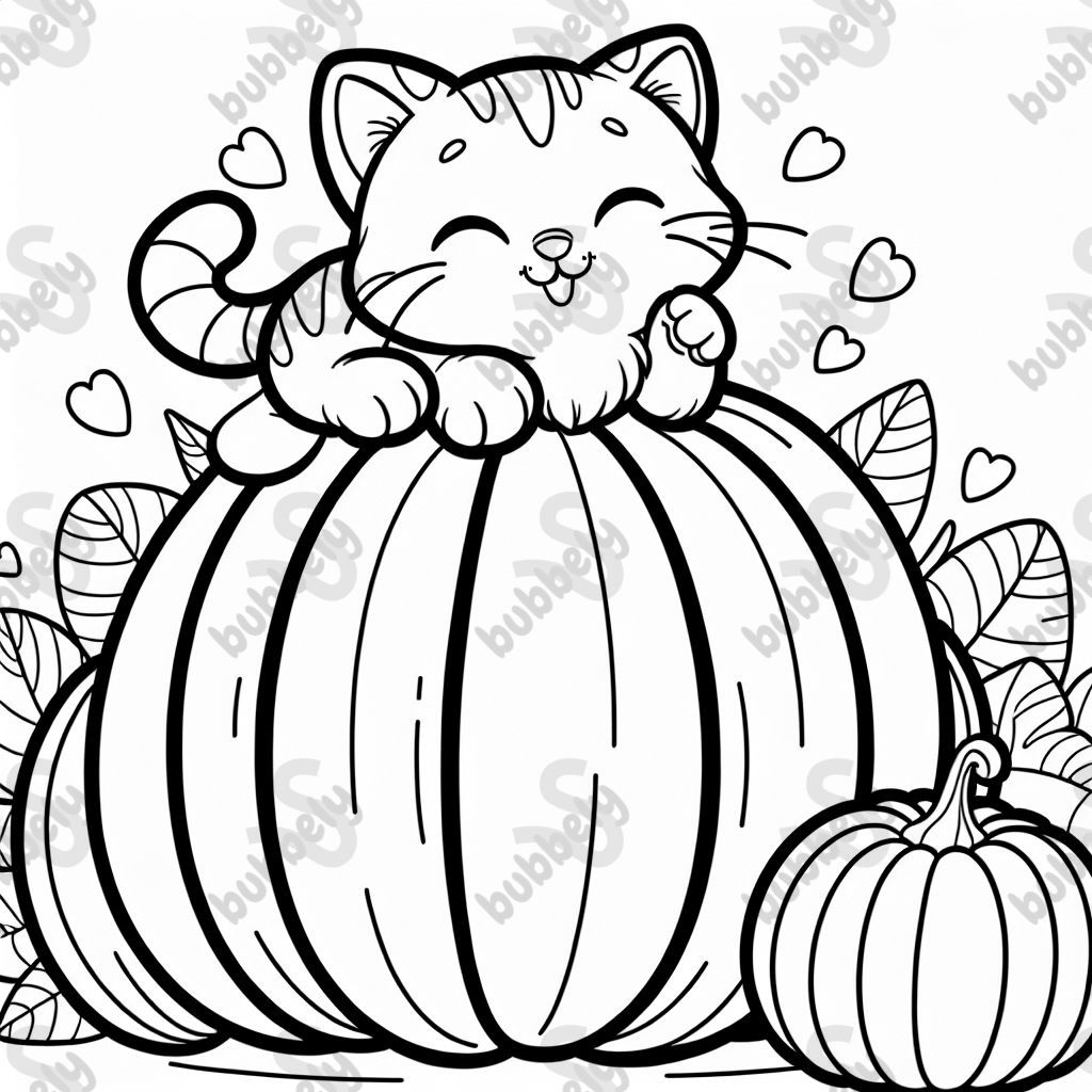 Cat sitting on a pumpkin
