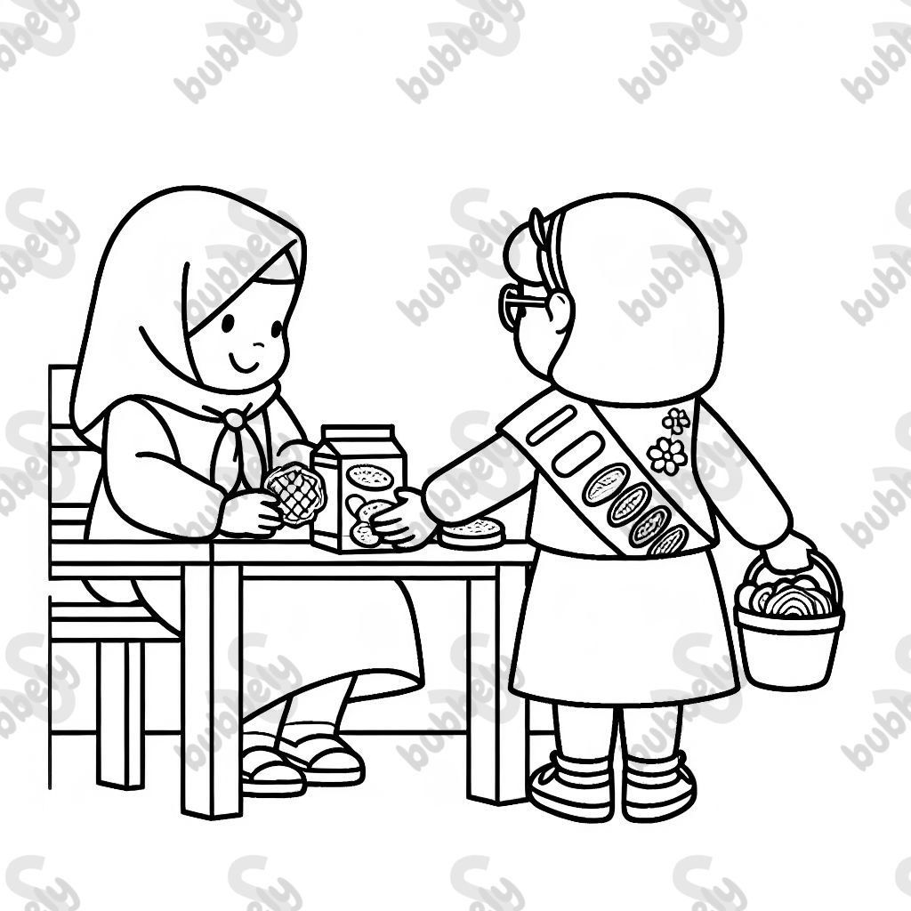 Girl scouts selling cookies