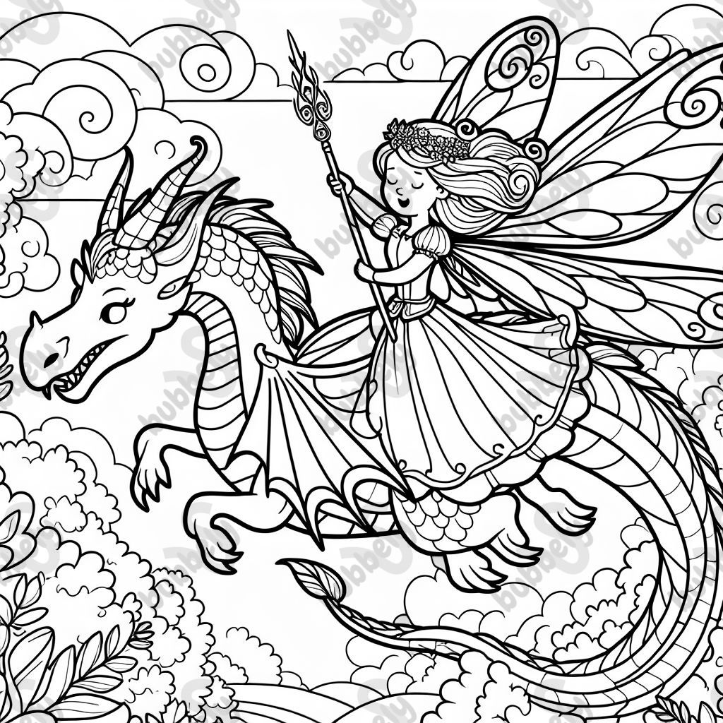 eine Fae auf einem Drachen