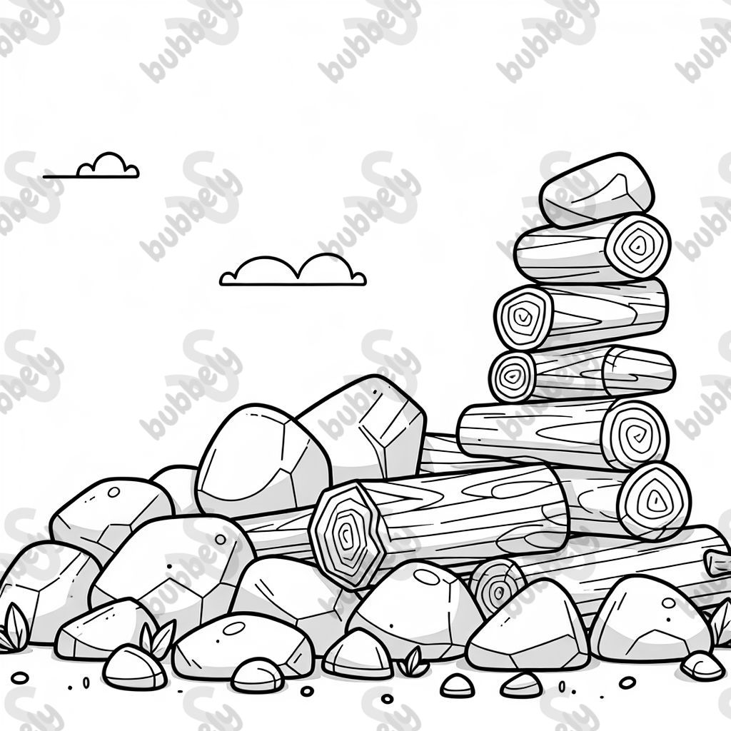 une pile de pierres et de bois une pile de pierres et de bois