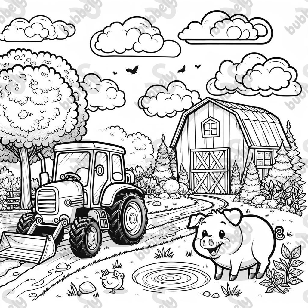 a pig and a tractor