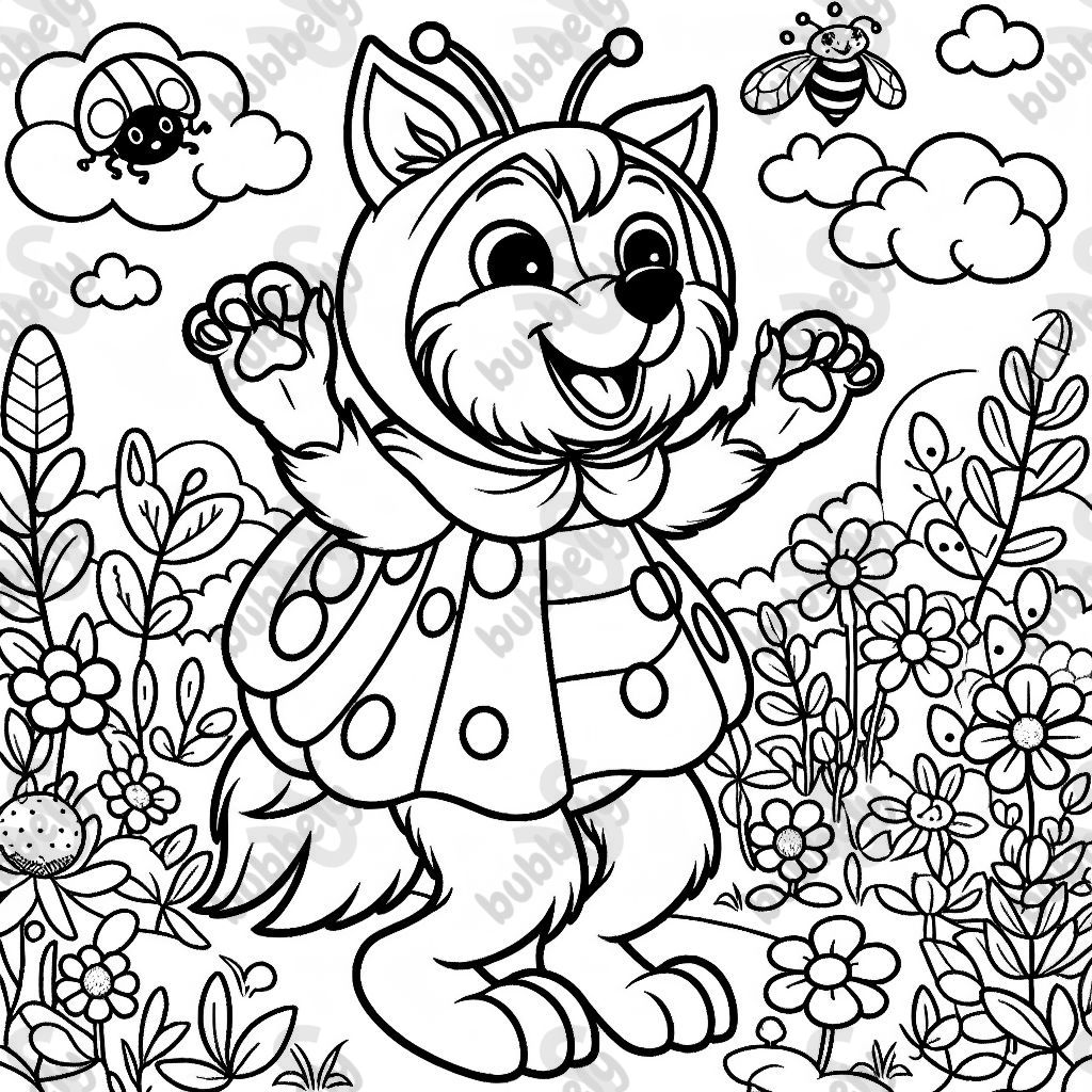 Wolf in a ladybug costume