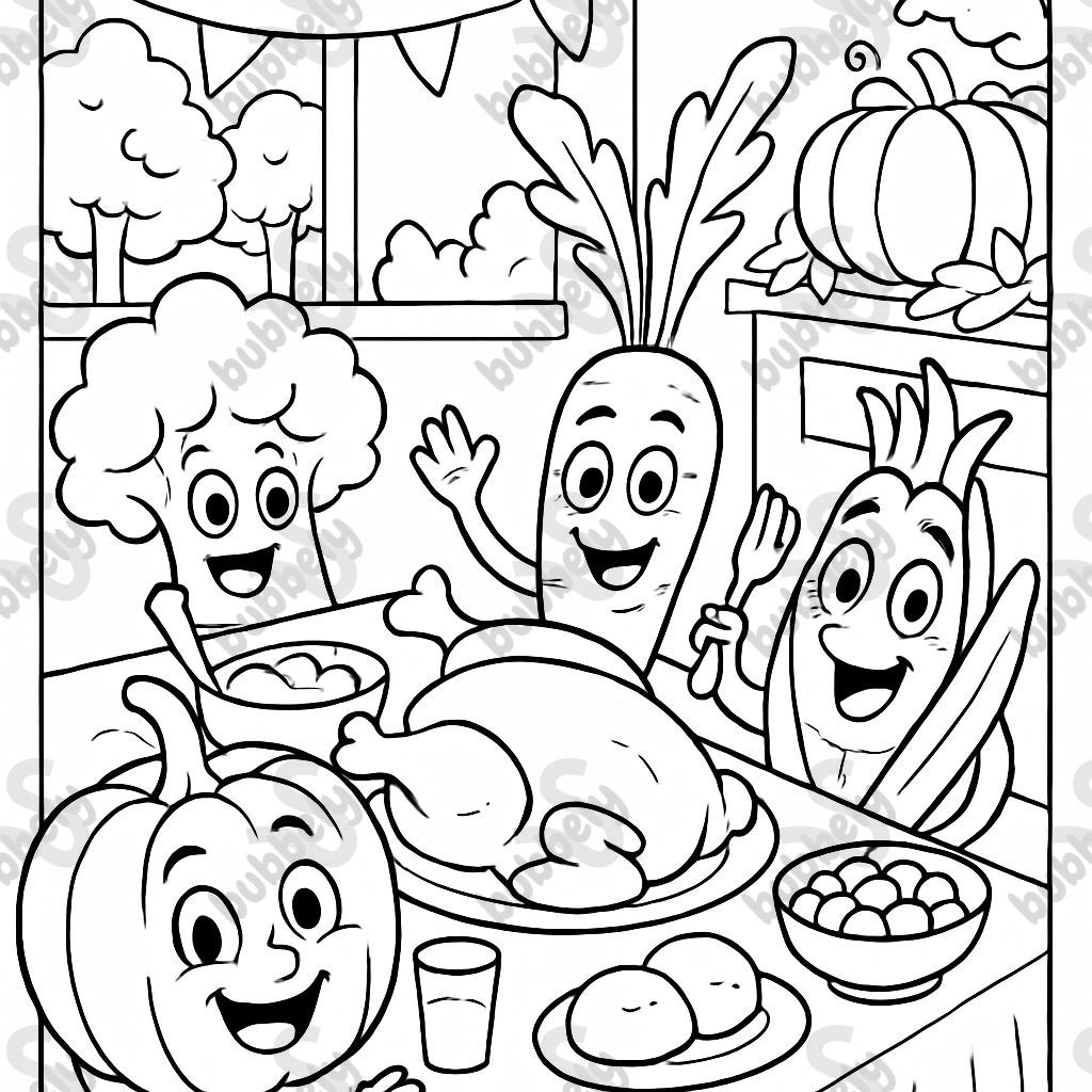 Vegetables having Thanksgiving dinner.