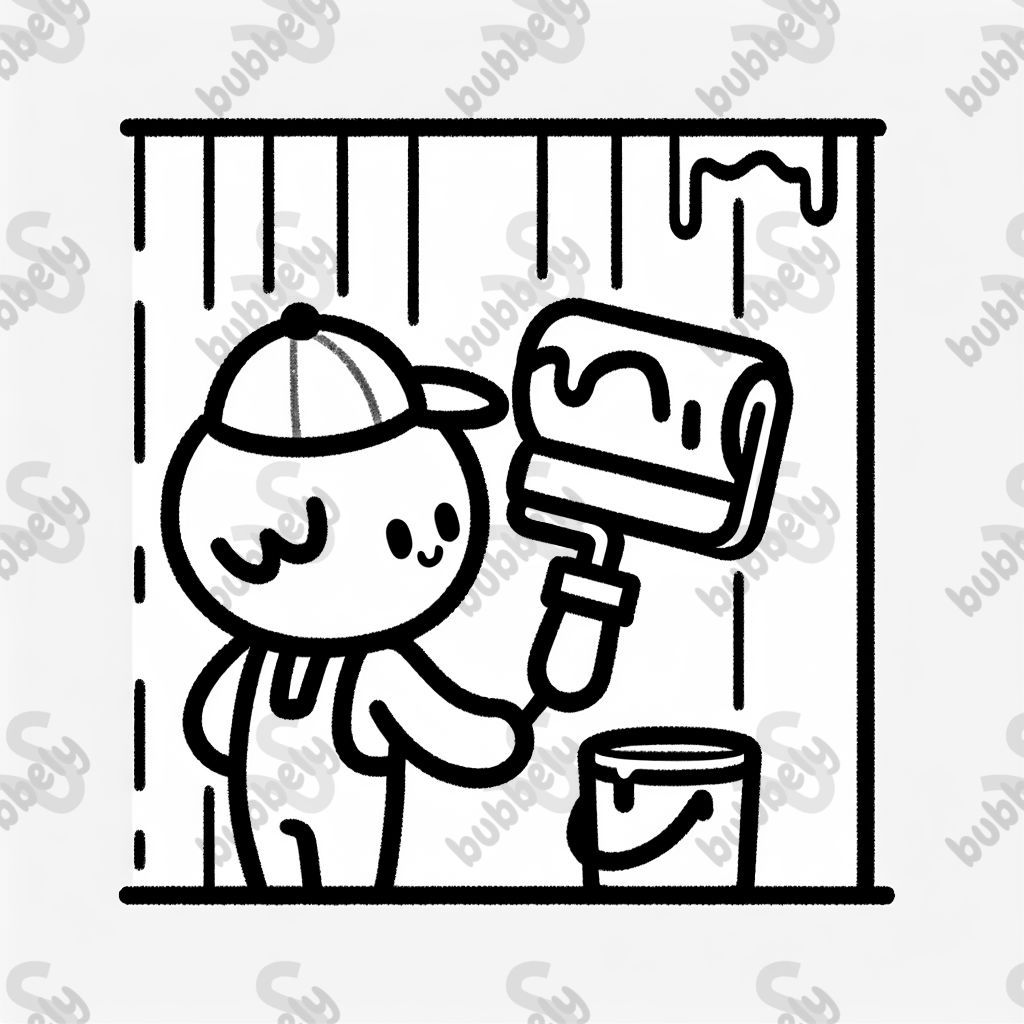 Painter with brush painting the wall