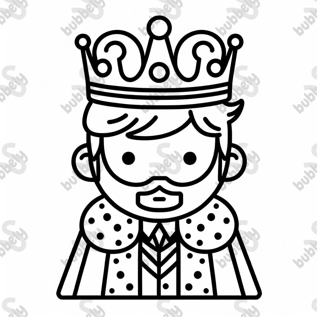 Page à colorier d'un roi avec une couronne et une cape.