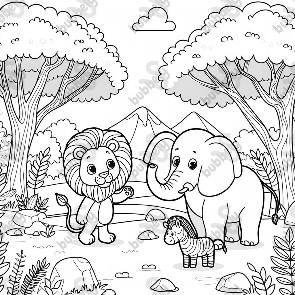 A lion, an elephant, and a zebra on a journey A lion, an elephant, and a zebra on a journey