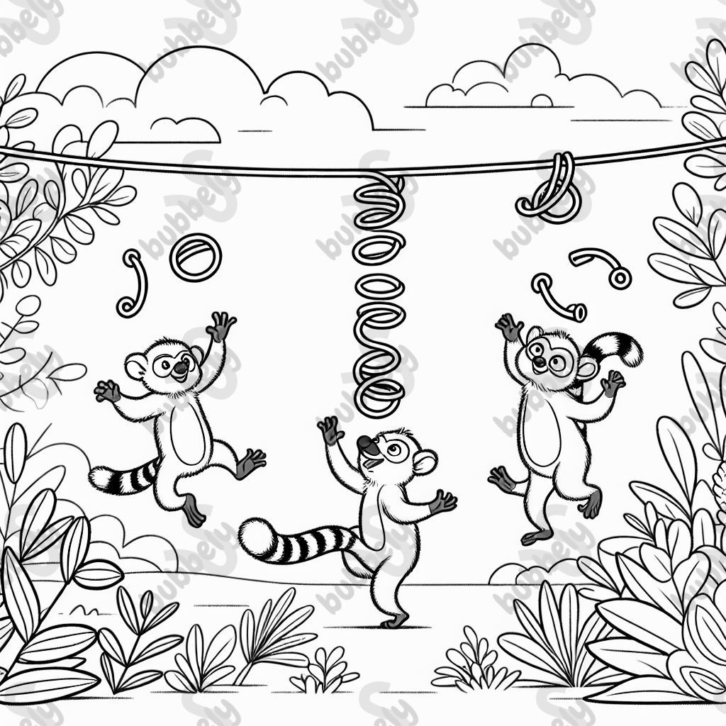 lemurs playing limbo with linguini