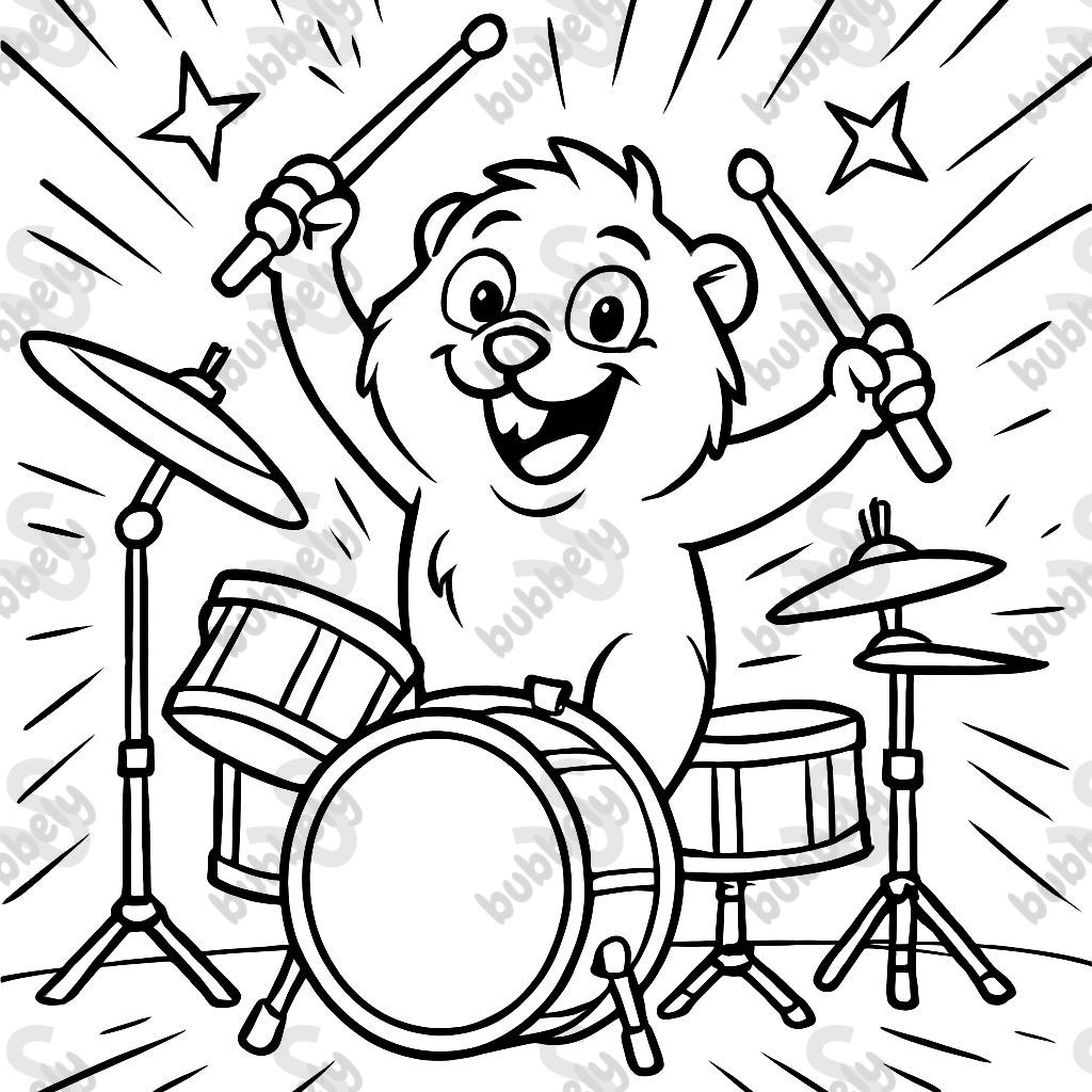 L'animal Lemming joue sur une batterie