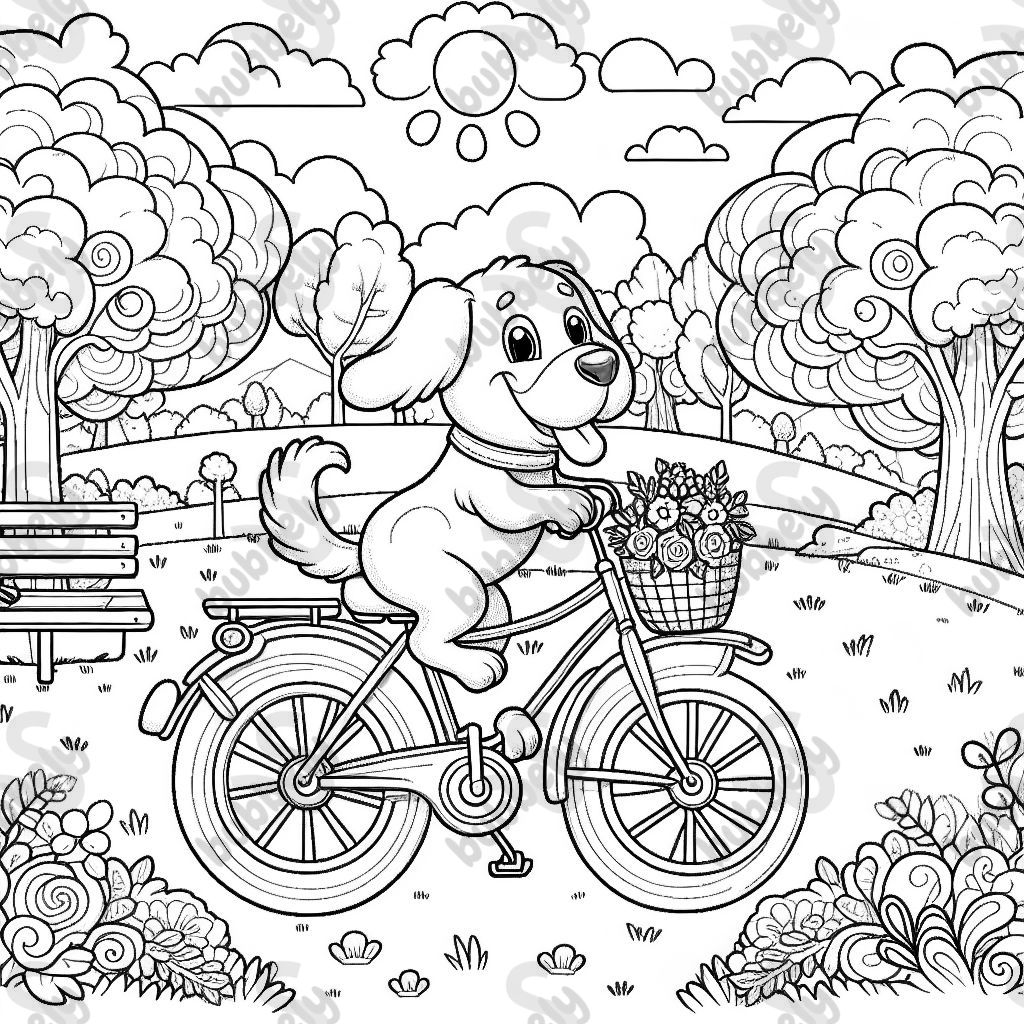 Dog on a bicycle