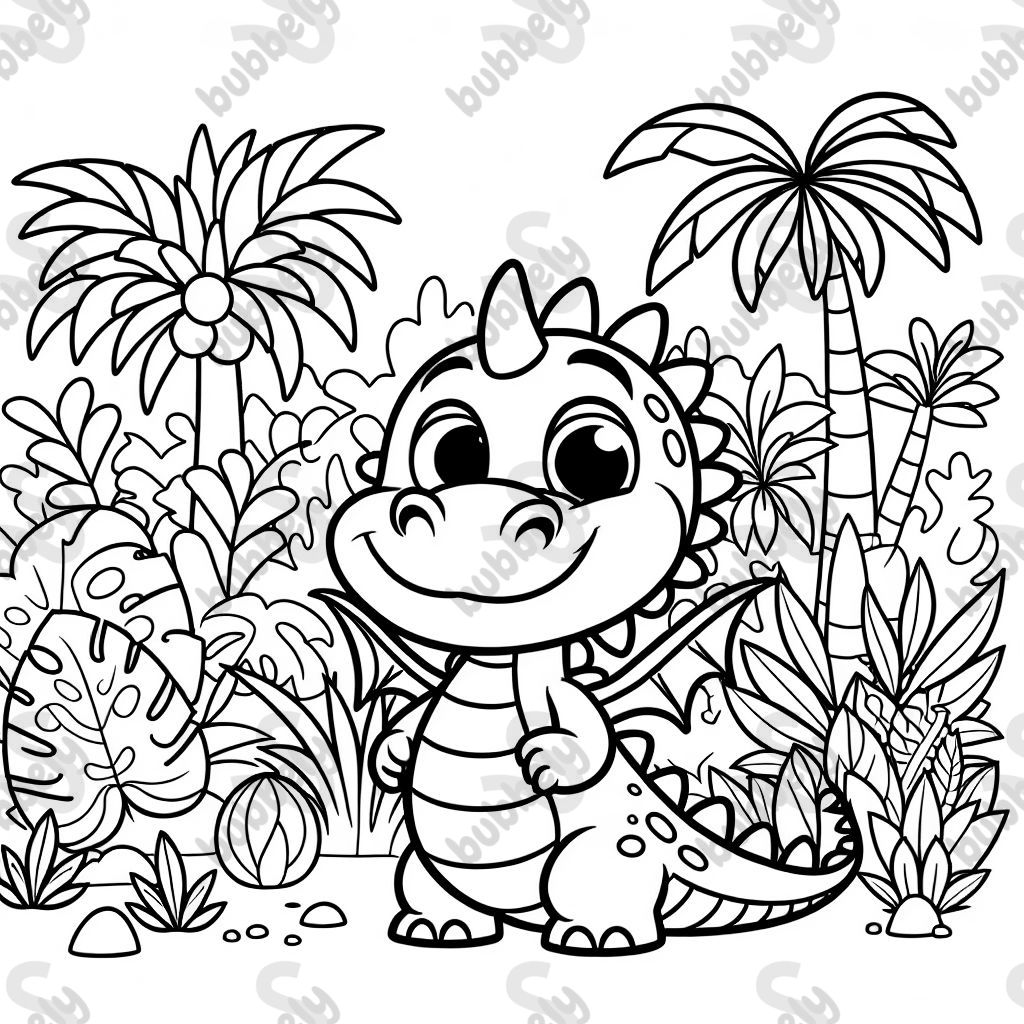 A friendly dragon in the jungle