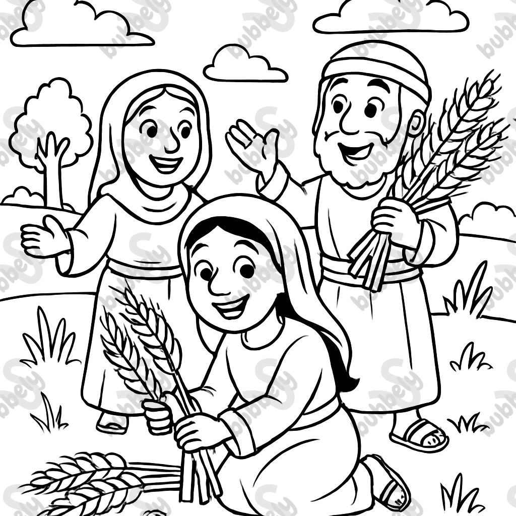 Bible story characters Ruth, Naomi and Boaz