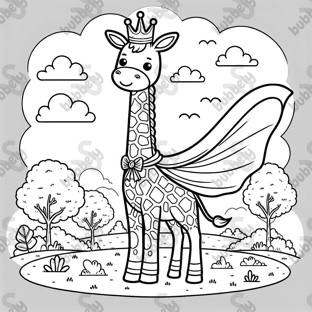 a superhero giraffe with a crown