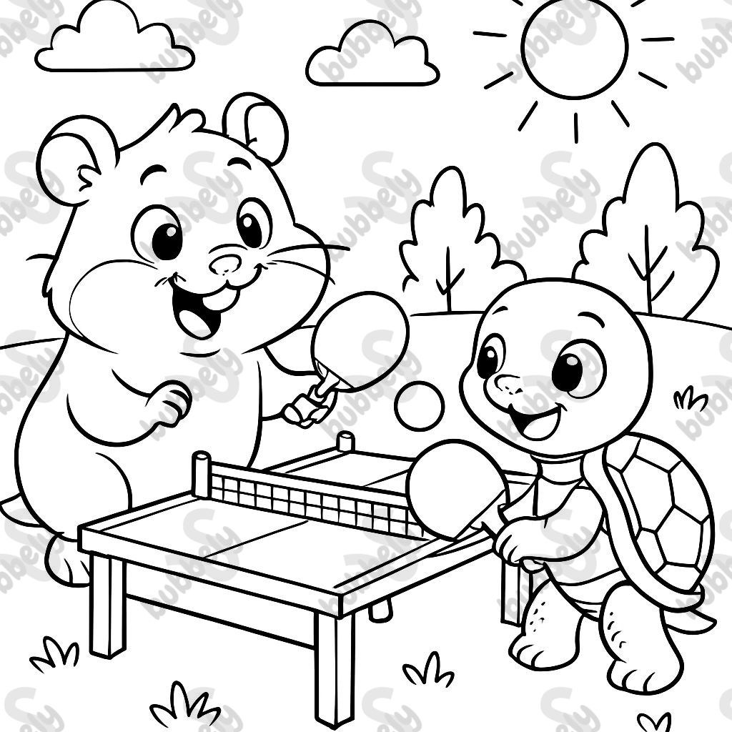 A hamster and a baby turtle playing ping pong. A hamster and a baby turtle playing ping pong.