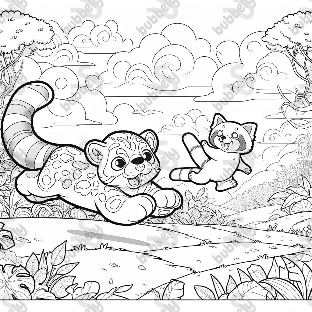 Nebelparder fängt den roten Panda