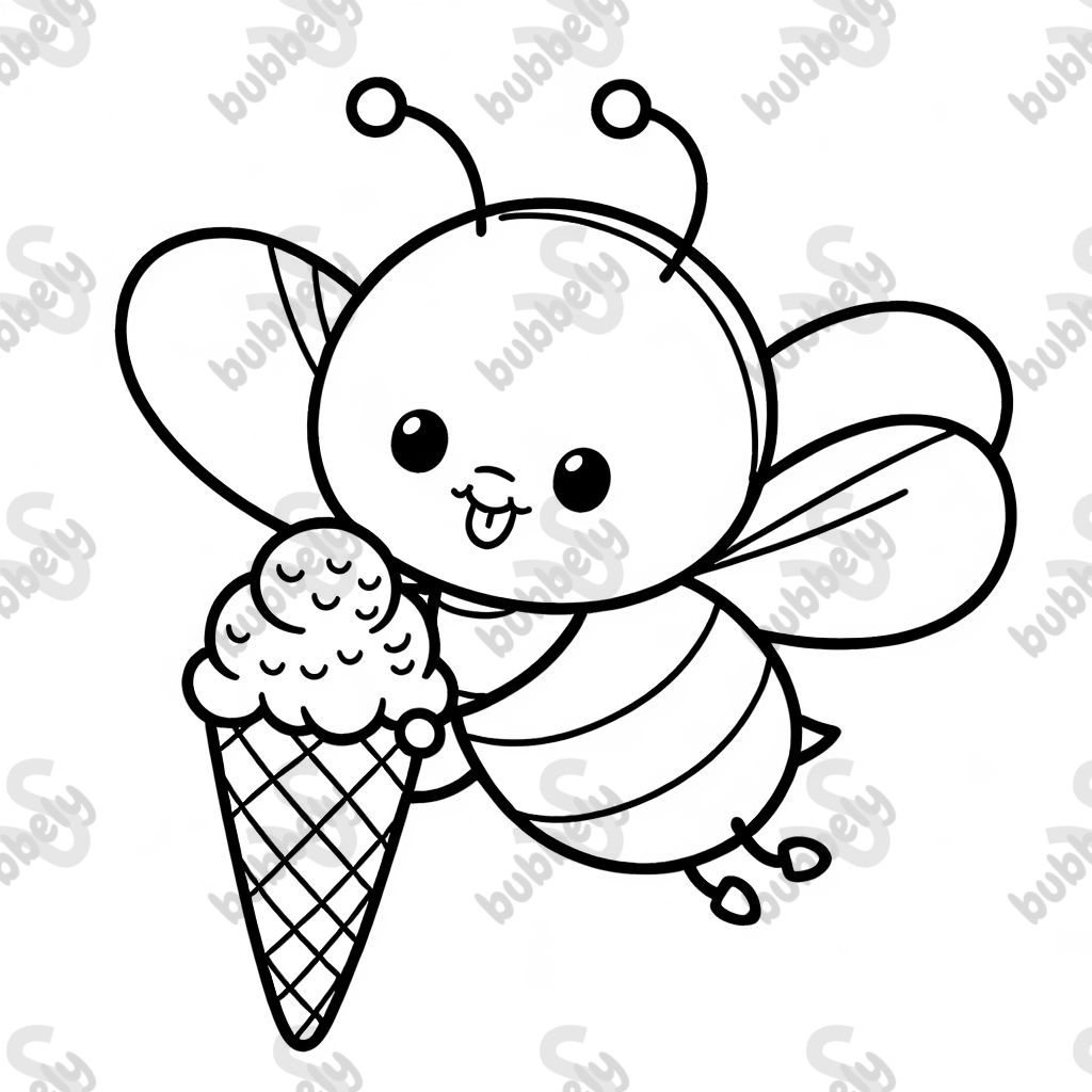 a flying bee with an ice cream cone
