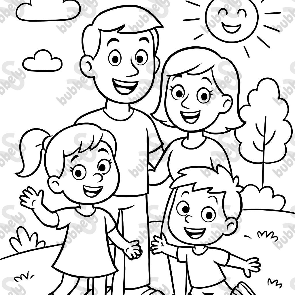 Family with 2 children. Family with 2 children.